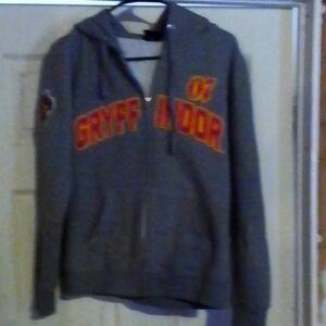Gray Harry Potter  Gryffindor Hoodie Full Zip Up Jacket Size Medium